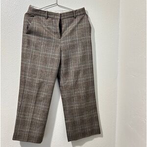 Zara Gray Plaid Striped High Rise Ankle Length Dress Pants Size small